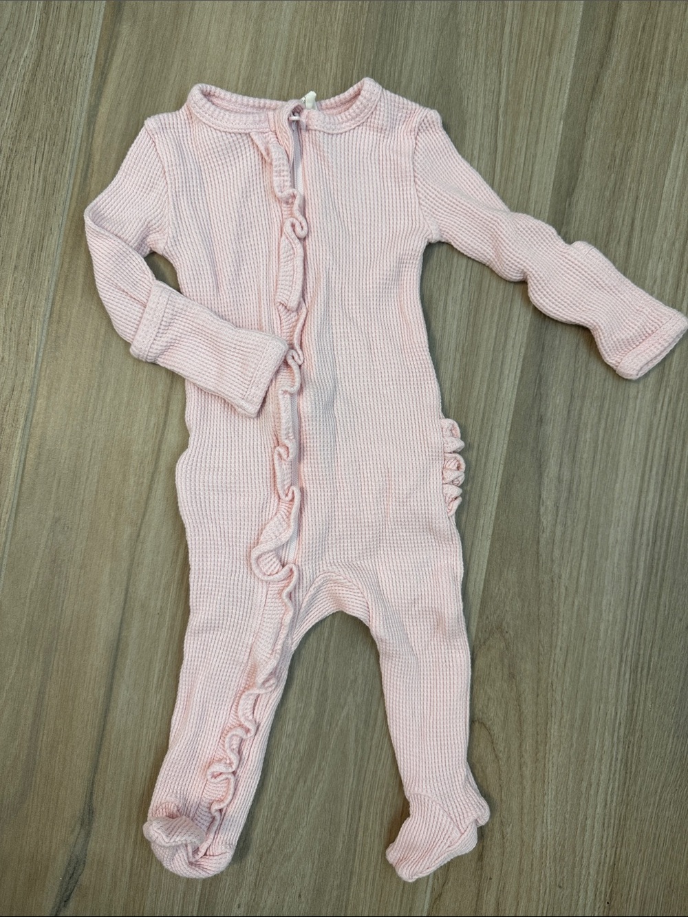 Spearmint Love Pink Ruffle Footie Baby Pajamas